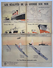 WORLD WAR I REALITES DE LA GUERRE SUR MER 1918 HAFFNER LARGE ORIGINAL POSTER