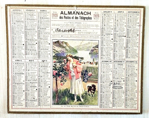Almanach calendrier ptt 1928 - almanach,