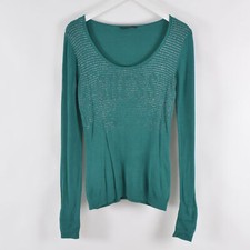 Blouse Guess haut femme petit col rond tricot stretch manches longues détail ...