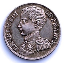 Sc. France-Henri V (prétendant). 1 franc 1831. EBC XF+ argent 5 G. Rare