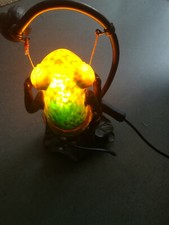 Lampe grenouille pâte de verre effet orangé/vert TBE COMPOSITE IMITANT BRONZE 