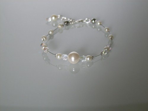 Bracelet ivoire cristal - , ivoire/cristal