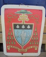 AFFICHE ANCIENNE  RELIGIEUSE BANNIERE PROCESSION EVEQUE VERS 1900 DN342