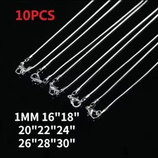 10PCS 925 Sterling Silver 50cm 20 Inches 1mm Fine Necklace Gift For Women