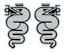 2 Logos gravés ALFA ROMEO Dragon Giulia GTV 147 159 - 7cm x 4cm - épaisseur 1mm