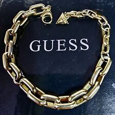 Guess Bracelet Vintage Acier Doré Maille Lourde Longueur 18 24 Cm