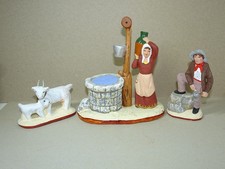 7 cm Lot santons Gonzague pécheur femme a la cruche puit chèvres