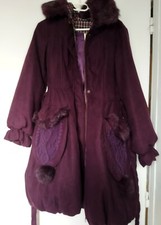 manteau BORDEAUX femme a capuche EN LAINE Detachable