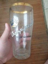 VERRE A BIERE PUBLICITAIRE EMAILLE CHAMPIGNEULLES 80 CL ANCIEN PARFAIT ETAT PUB 