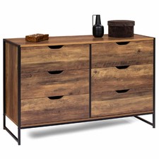 Commode 6 tiroirs HAWKINS 115 cm bois foncé design industriel