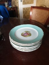 Lot De 12 Assiettes Plate D 24,5 CM Semi Porcelaine Ceranord St Amand Fragonard