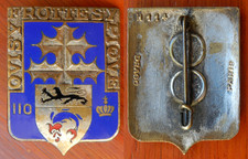 110° RI RÉGIMENT D’INFANTERIE, ÉMAIL, DOS LISSE, 2 BOLÉROS DRAGO PARIS  H114