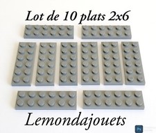 Lego 3795 Lot de 10 Plats 2 x 6 Dark Bluish Gray Plat Plate Plaque 2x6 6x2 Gris