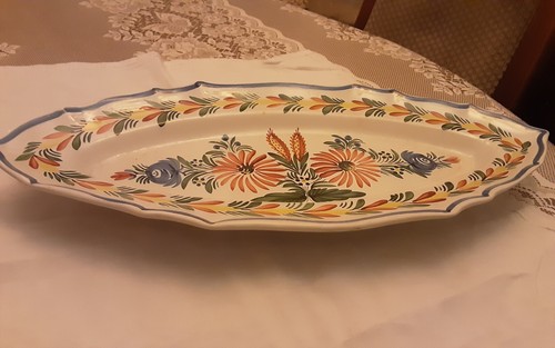 Plat ovale faience quimper - faience,