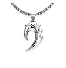 Collier Acier Homme Pendentif Dent de Loup et Chaine - Bijoux des Lys