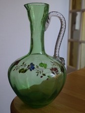 LEGRAS ANCIENNE BELLE VERSEUSE EN OURALINE A LIQUEUR DECOR EMAILLE ART NOUVEAU