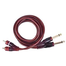 Câble Audio 2x Jack 6.35mm Mono Mâle TS (1/4 Pouce) vers 2x RCA Mâle - 150cm
