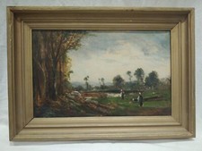 TABLEAU ANCIEN HUILE SUR TOILE ÉCOLE BARBIZON 19E LUCIEN FELIX HENRY