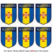 Madère Portugal, Portugais Écusson, 40mm Vinyl Sticker, Autocollant x6