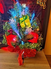 Fibre Optique Sapin de Noël Décoré W/Cadeau Boîtes Et Flocons Neige Porte Butin