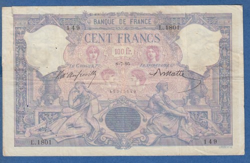 Rare billet 100 francs bleu - billet, de
