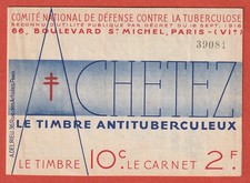 CARNET DE 19 TIMBRES ANTI-TUBERCULOSE - 1935 - PUBLICITE HEUDEBERT ET GIBBS