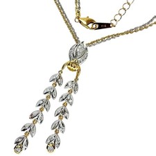 Collier double chaîne combinaison couleur diamant K18YG or jaune/K18WG blanc...