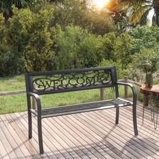 Banc de Jardin 125 cm Acier Noir Patio Terrasse Extérieur Arrière-cour vidaXL