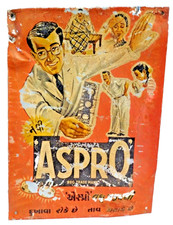 Vintage Aspro Mal Douleur Relief Médicament Étain Signe Indien Docteur Art