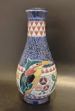 Vase Art Deco Signé Amphora Tchécoslovaquie Antique Céramic 26 cm Très Bon État 