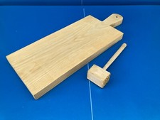 BILLOT DE BOUCHER GRANDE PLANCHE À DECOUPER Chêne Blanc épaisse 4,5 cm+ Marteau 