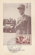 CARTE MAXIMUM  GENERAL LECLERC KOUFRA-STRASBOURG - PARIS 15/06/53