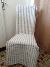 4 housses de chaise rayé gris "la maison des toiles"
