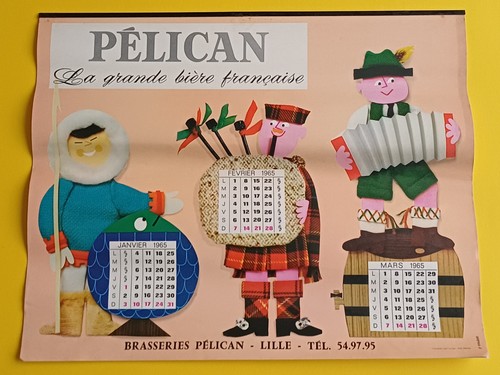 Grand calendrier 1965 bière - calendrier,