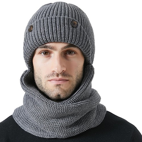 Bonnet écharpe tricoté - tricoté, hiver