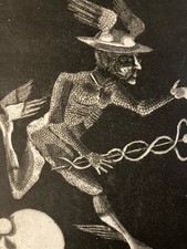 Tres belle gravure Surréaliste Signé A Identifier 1980 Surréalisme XXe Caducée