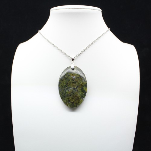 Pendentif oval opale verte - pendentif,