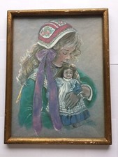 Deux Cadres Sous Verre Anciens illustrations costumes bretons M.C MONCHAUX ( E3)