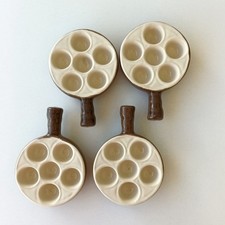 Lot  4 caquelons poêlons à escargots 6 trous -Emile Henry -  Poterie culinaire