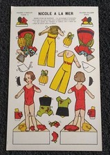 Imagerie Pellerin EPINAL carton Poupées à habiller No 6 Nicole à la mer Vintage