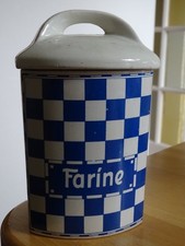 1 ANCIEN POT A FARINE EN FAIENCE DECOR LUSTUCRU