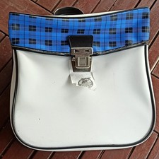 SACOCHE DE VELO enfant vintage bleu Ecossais