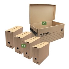 Pack and Move - Lot de 4 boites archives Taille M - 54 x 36 x 28 cm - Caisse de 