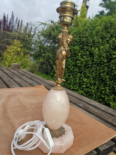 Pied lampe en albatre et - ,