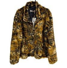 Rinascimento Femme Marron Fausse Fourrure Veste Fermeture Éclair Taille It 48 44