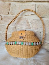 ?....  JOLI PETIT SAC EN FIL DE SCOUBIDOU PLASTIQUE BEIGE RÉTRO VINTAGE.... ?