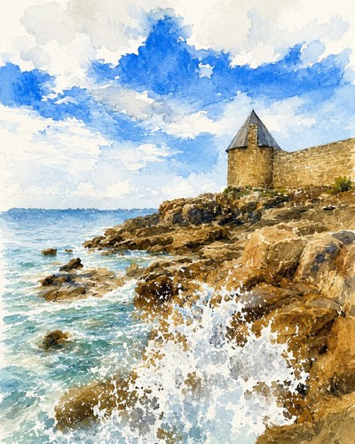 Aquarelle bretagne - aquarelle,