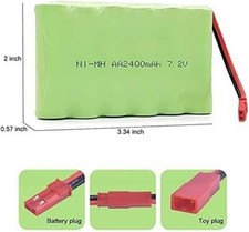 Batterie Ni-MH 7.2V 2400mAh AA JST pour camions RC, voitures vertes