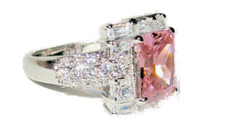 Cz Ring Rose Carré Émeraude