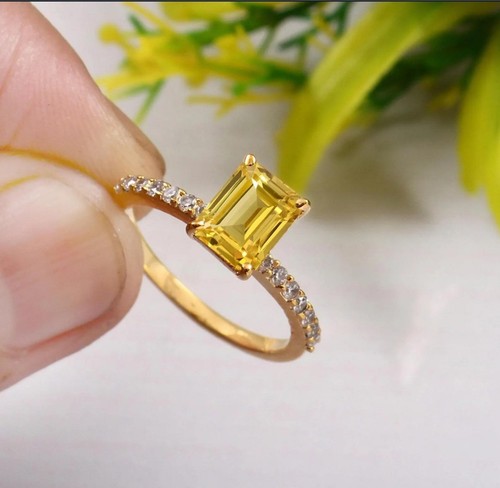 Bague solitaire saphir jaune - bague,